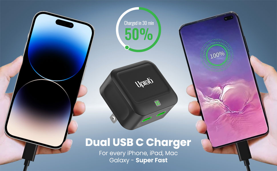 Chargeur rapide 40 W avec deux ports USB-C - UPTab