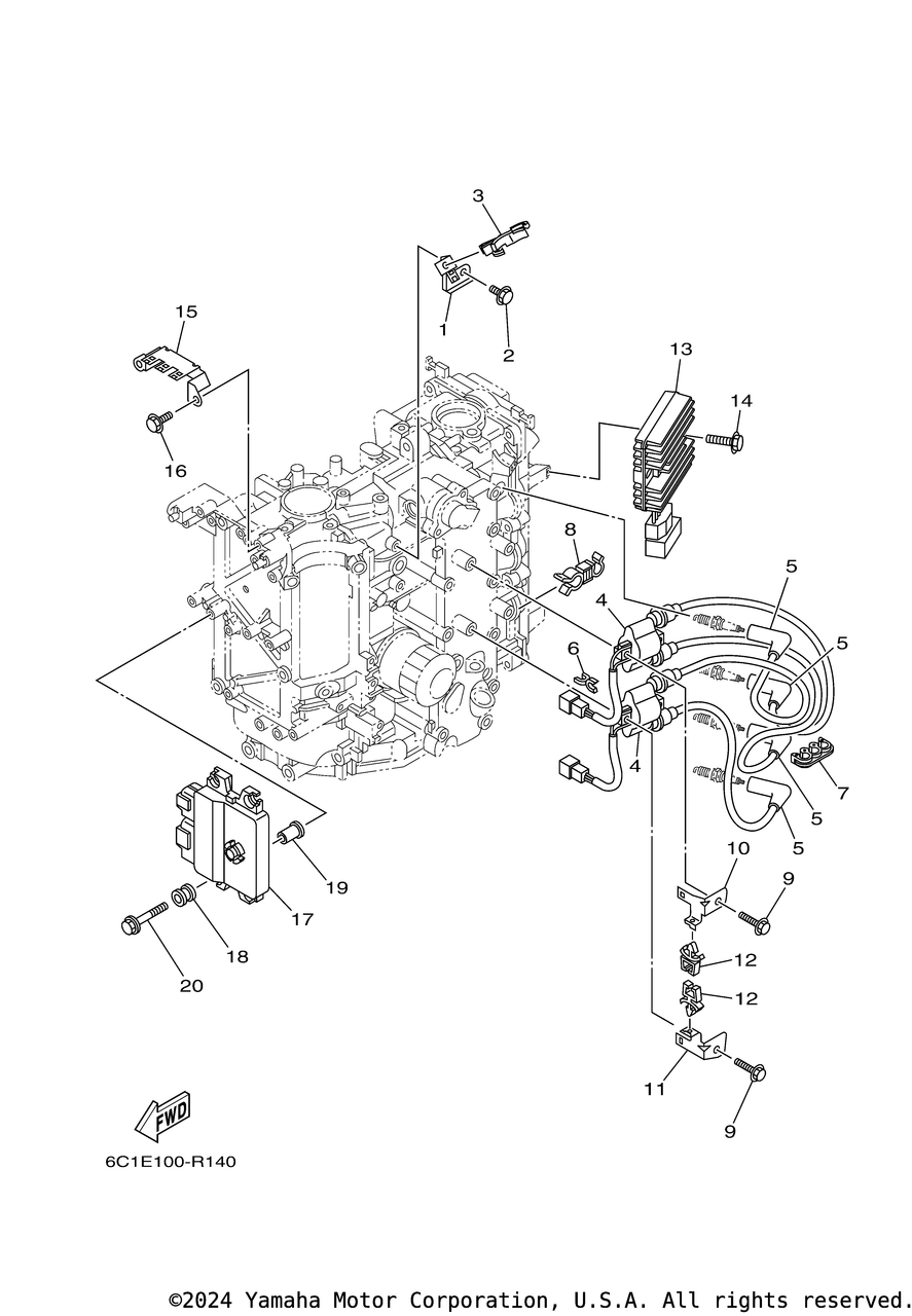 Yamaha High Tension Cord Assembly 1 | 6CJ-82340-00-00 - RJ Nautical