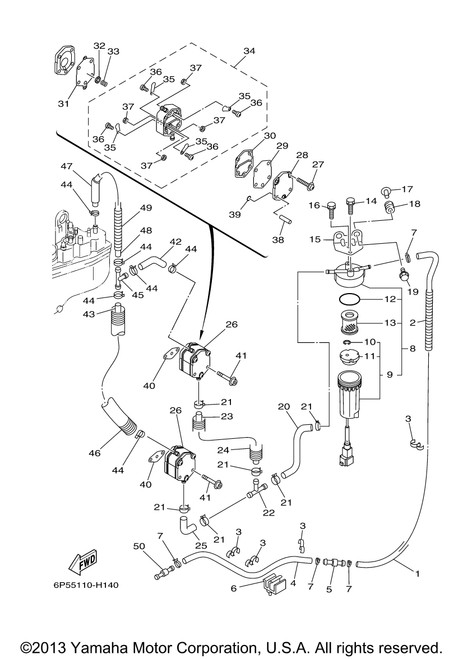 Yamaha Hose, With Spring | 90447-13008-00