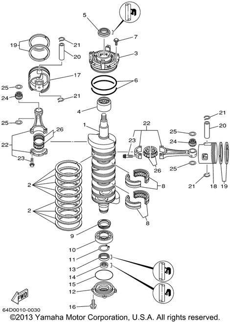 Yamaha Bearing, Cylindrical(64C) | 93310-954U1-00
