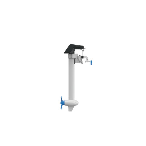 Spirit 2 Remote Long electric outboard motor with integrated tiller and long shaft.