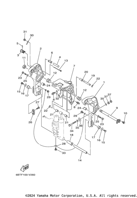 Yamaha Bracket, Clamp 2 | 6BG-43112-10-8D