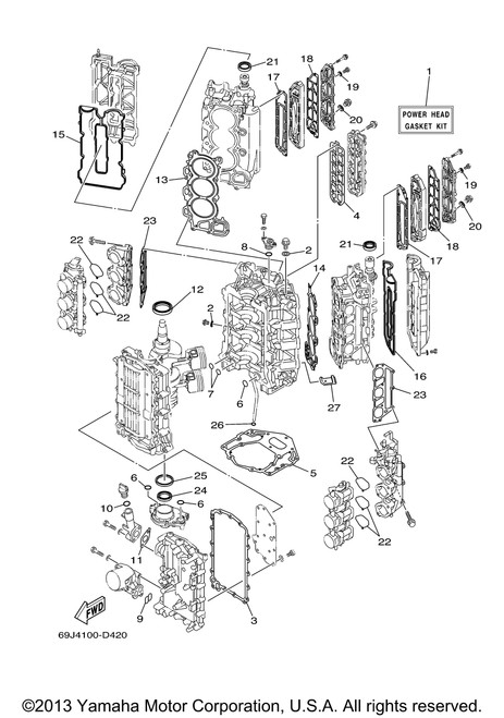 Yamaha Power Head Gasket Kit | 69J-W0001-03-00