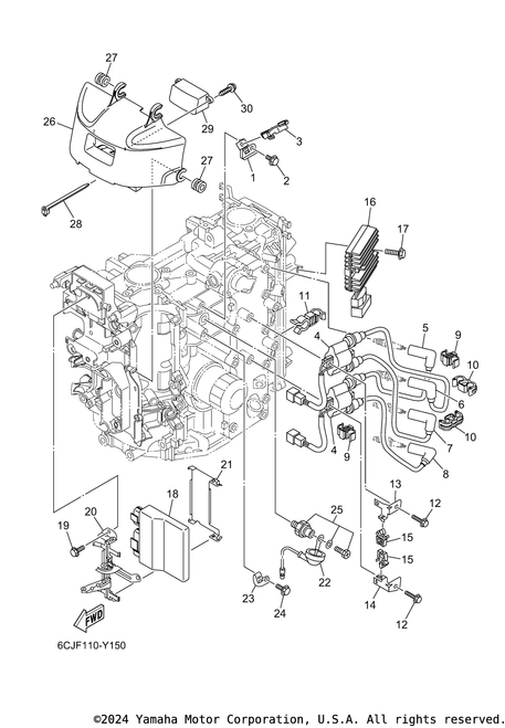 Yamaha High Tension Cord Assembly 4 | 6CJ-82340-40-00