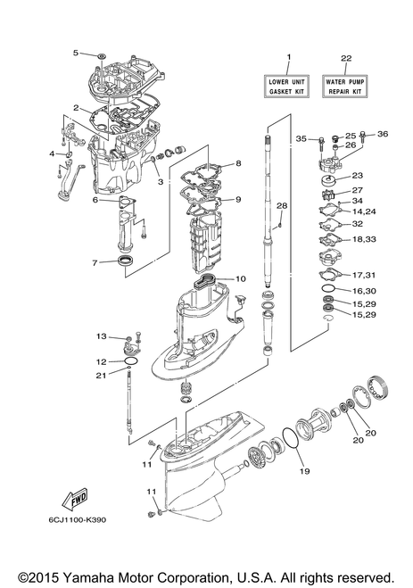 Yamaha Lower Unit Gasket Kit | 6CJ-W0001-20-00