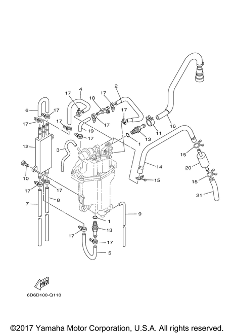 Yamaha Hose, Fuel Inlet | 6D8-2451B-20-00