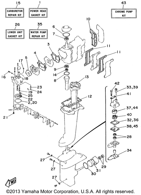 Yamaha Lower Unit Gasket Kit | 6G1-W0001-C1-00