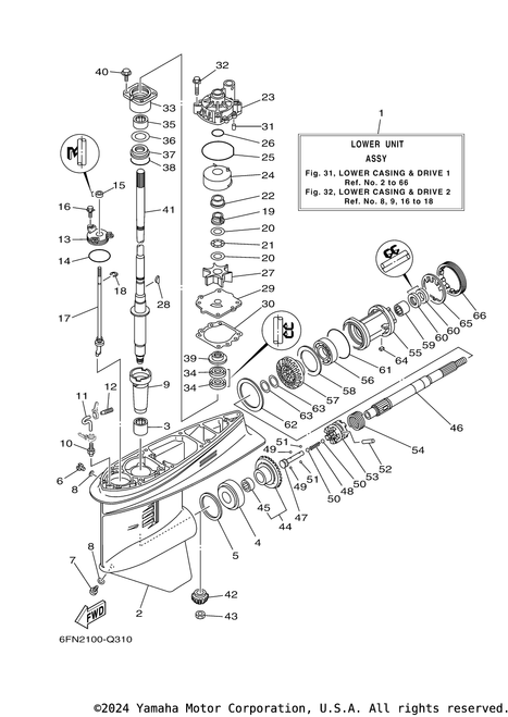 Yamaha Lower Unit Assembly | 6FN-45300-13-NA