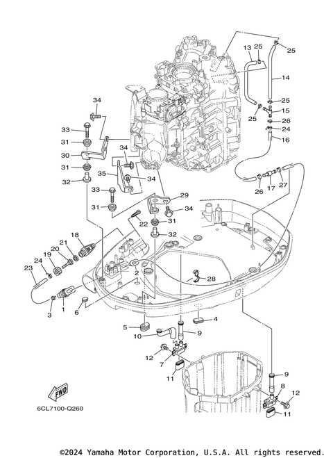Yamaha Hose, Drain 1 | 6CE-42786-01-00