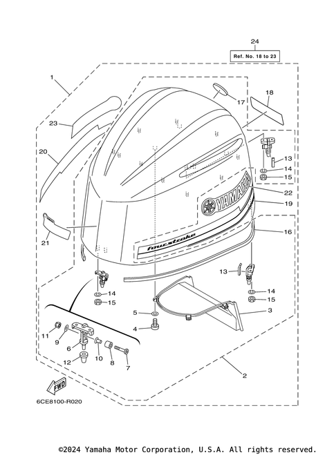 Yamaha Top Cowling Grapic Set, F300B | 6CE-W4267-00-00