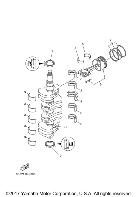 Yamaha Plane Bearing, Crankshaft 1 | 6D8-11416-00-00