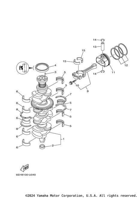 Yamaha Plane Bearing, Crankshaft 1 | 6DA-11416-00-00