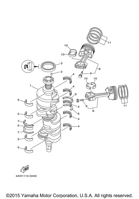 Yamaha Plane Bearing, Crankshaft 1 | 6AW-11416-00-00