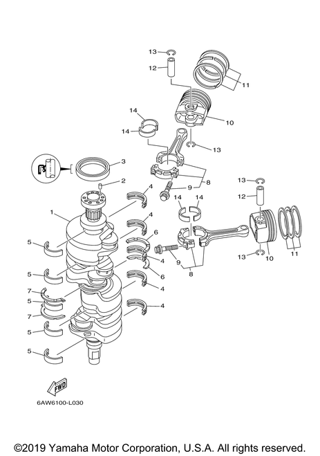 Yamaha Plane Bearing, Crankshaft 2 | 6AW-11417-30-00