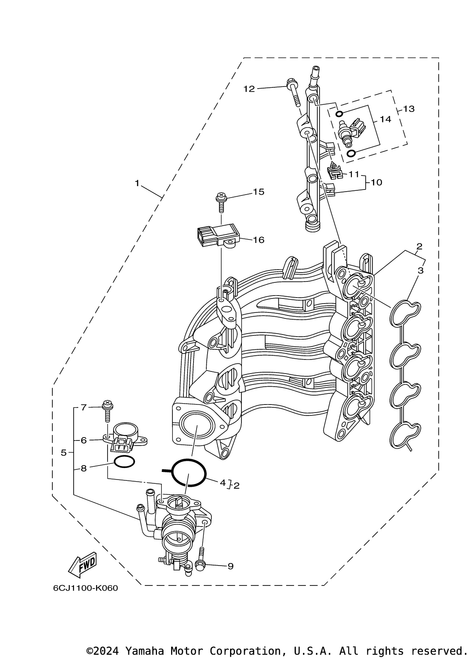 Yamaha Gasket, Manifold 1 | 6C5-13645-00-00