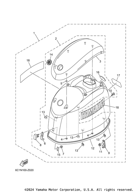 Yamaha Top Cowling Assembly | 6C5-42610-70-8D
