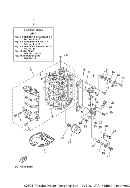Yamaha Cylinder Block Assembly | 6C5-W009B-07-9S