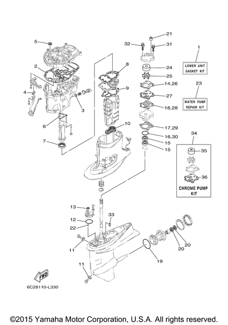 Yamaha Lower Unit Gasket Kit | 6C6-W0001-20-00