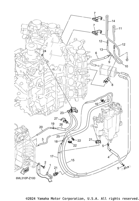 Yamaha Hose, Air 4 | 6CB-13548-00-00