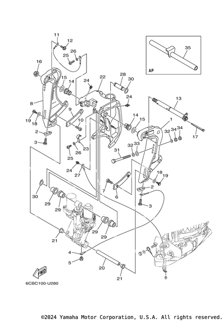 Yamaha Bracket, Swivel 1 | 6CB-43311-01-8D