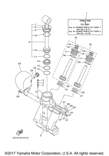 Yamaha Power Trim & Tilt Assembly | 6CB-43800-03-8D