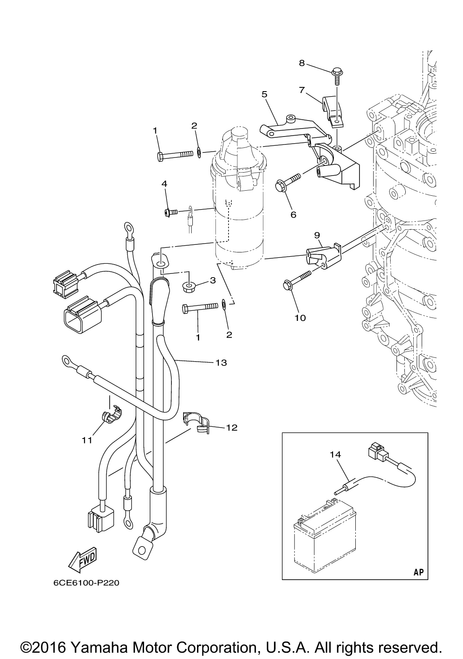 Yamaha Bracket, Starting Motor | 6CB-81822-02-00