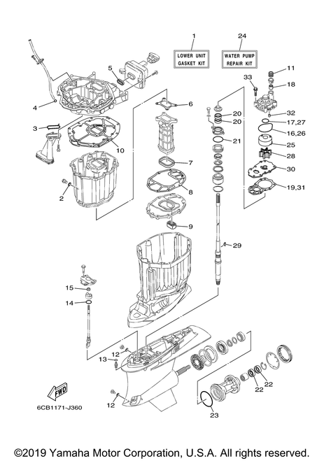 Yamaha Lower Unit Gasket Kit | 6CB-W0001-21-00