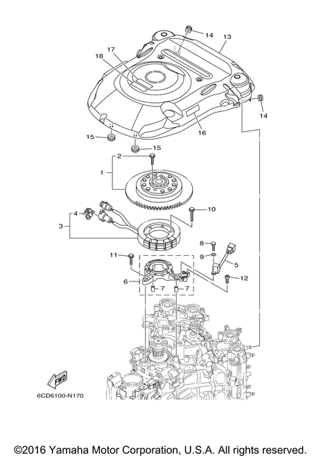 Yamaha Rotor Assembly With Bolts | 6CB-W8145-00-00