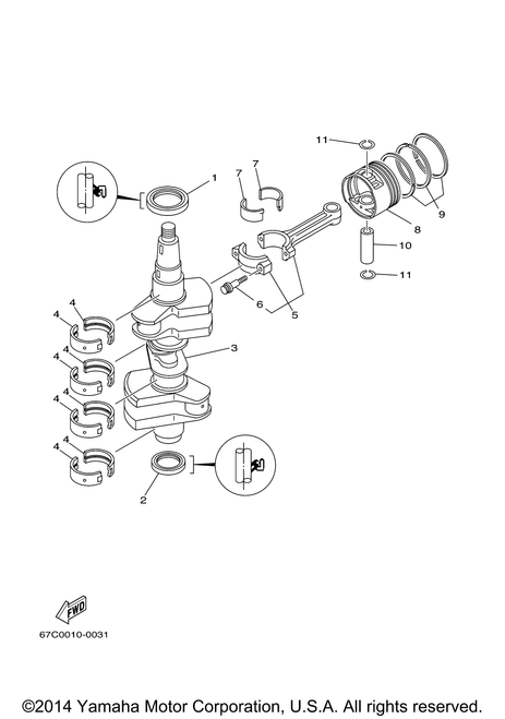 Yamaha Piston (0.25Mm O-S) | 65W-11635-00-00