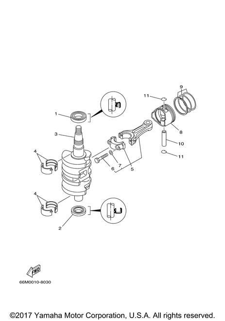 Yamaha Plane Bearing, Crankshaft 1 | 66M-11416-00-00