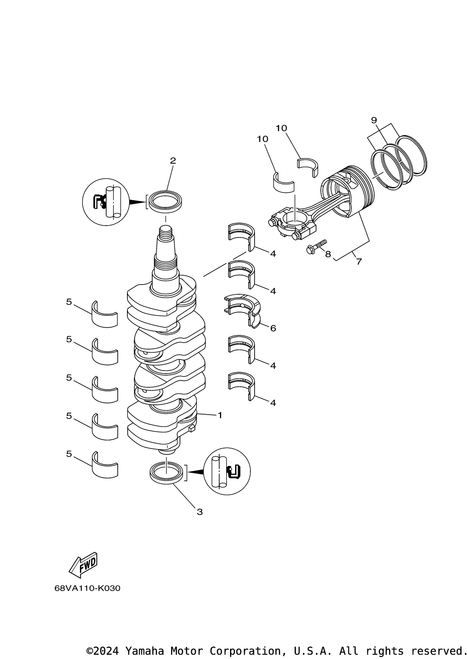 Yamaha Plane Bearing, Crankshaft 1 | 67F-11416-10-00