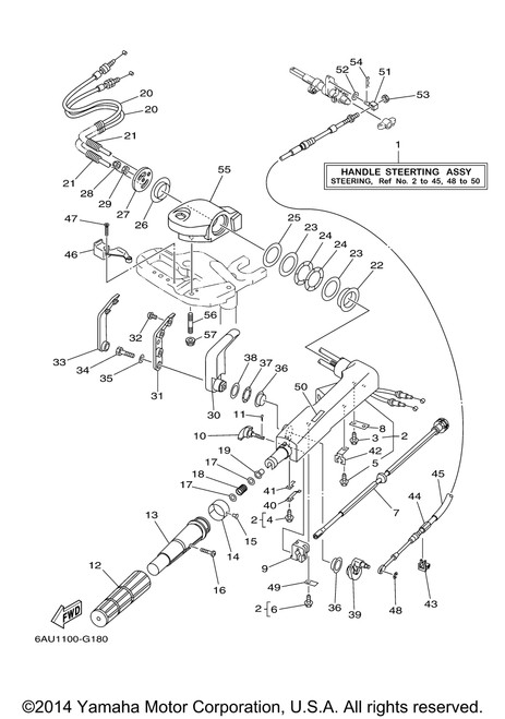 Yamaha Throttle Cable Assembly | 68T-26301-11-00