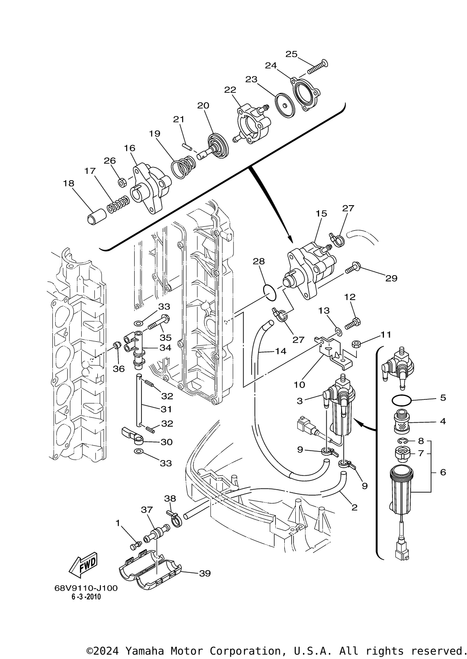 Yamaha Fuel Pump Assembly | 68V-24410-00-00