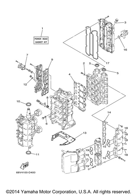 Yamaha Power Head Gasket Kit | 68V-W0001-03-00