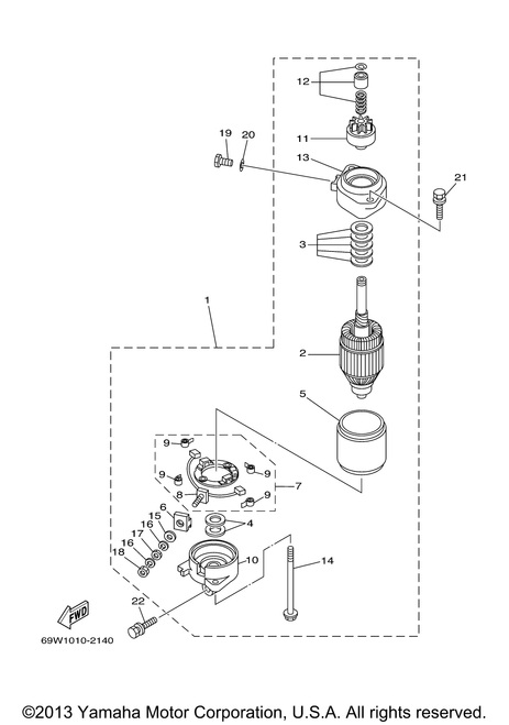 Yamaha Gear Assembly, Starting Motor | 69W-81807-00-00