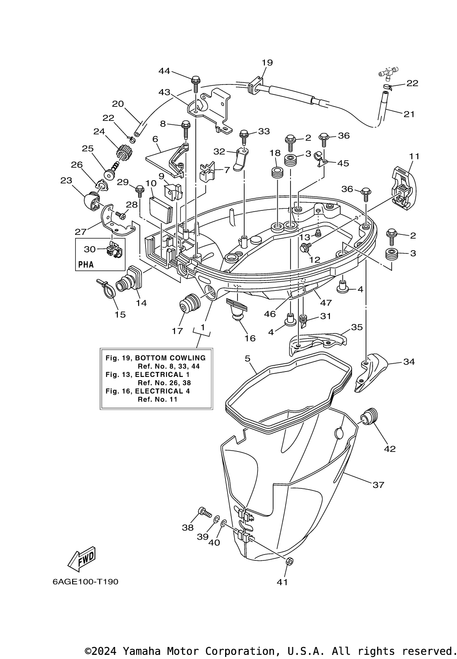 Yamaha Bottom Cowling Assembly | 6AH-42710-10-8D