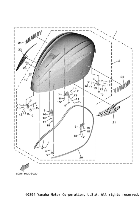 Yamaha Top Cowling W-O Gr | 6GR-4261A-02-CE