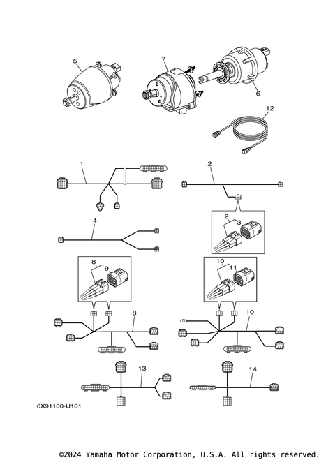 Yamaha Main Eng Harness,1.5M-5Ft | 6X6-8258A-91-00