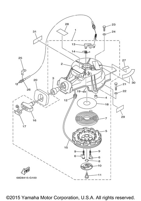 Yamaha Cable Comp., Starter Stop | 67D-15770-00-00