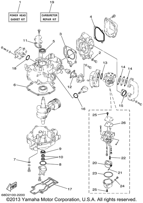 Yamaha Gasket, Manifold 2 | 67D-13646-A0-00
