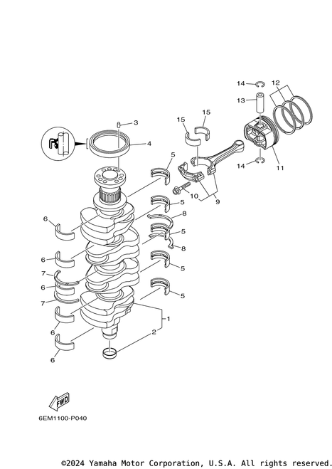 Yamaha Plane Bearing, Crankshaft 1 | 6EK-11416-20-00