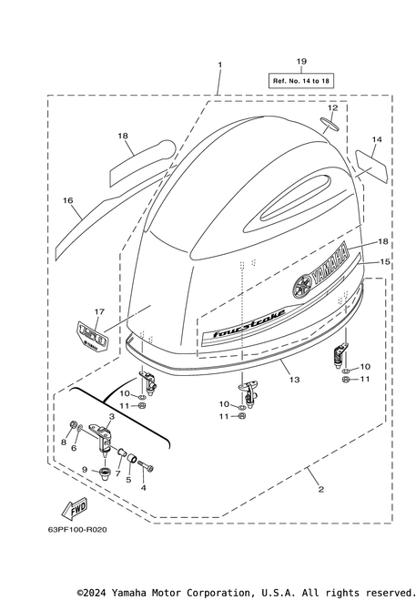 Yamaha Top Cowling Assembly | 63P-42610-72-8D