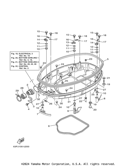 Yamaha Bottom Cowling Assembly | 63P-42710-11-8D