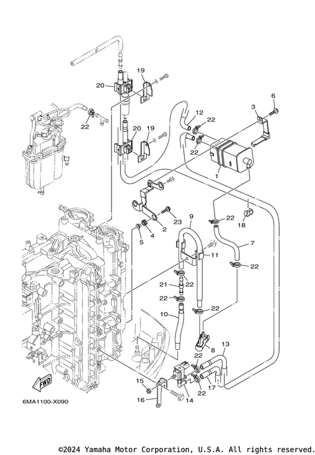 Yamaha Clamp, Fuel Pipe 2 | 63P-24367-01-00