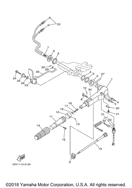 Yamaha Handle, Gear Shift | 63V-44111-02-00