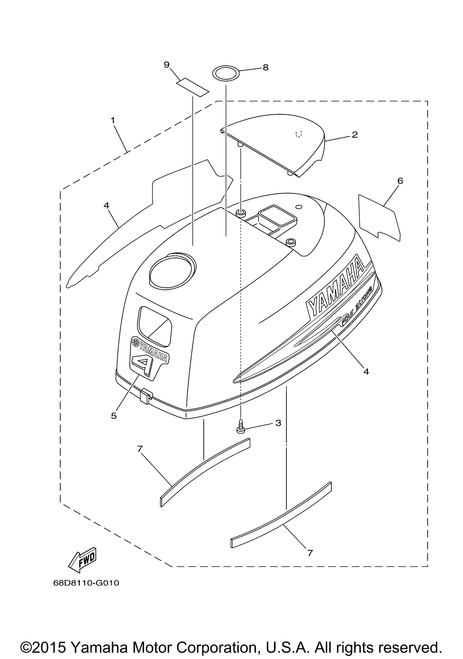 Yamaha Top Cowling Assembly | 68D-G2610-40-4D