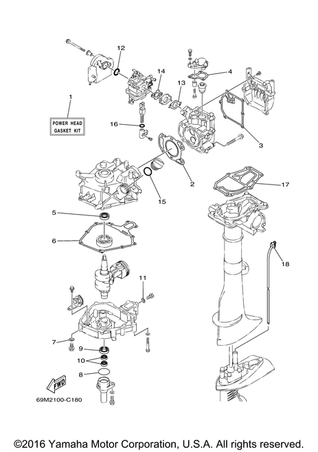 Yamaha Power Head Gasket Kit | 69M-WE001-00-00