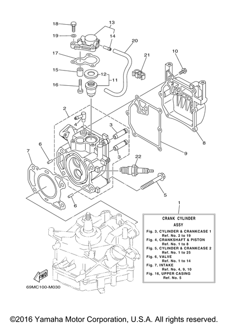 Yamaha Crank Cylinder Assembly(F2.5) | 69M-WE090-01-1S