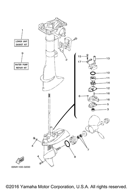 Yamaha Lower Unit Gasket Kit | 69M-WG001-20-00