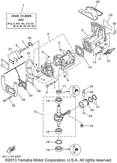Yamaha Head, Cylinder 1 | 6A1-11111-02-1S